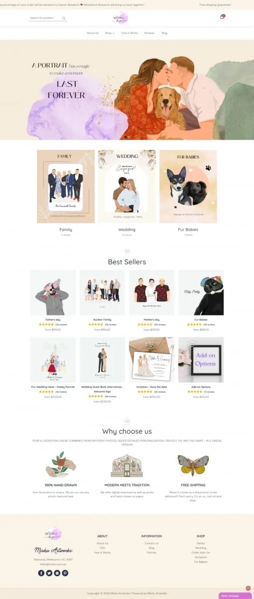 Thiết kế website dịch vụ Mishu Artwork - Preview 1