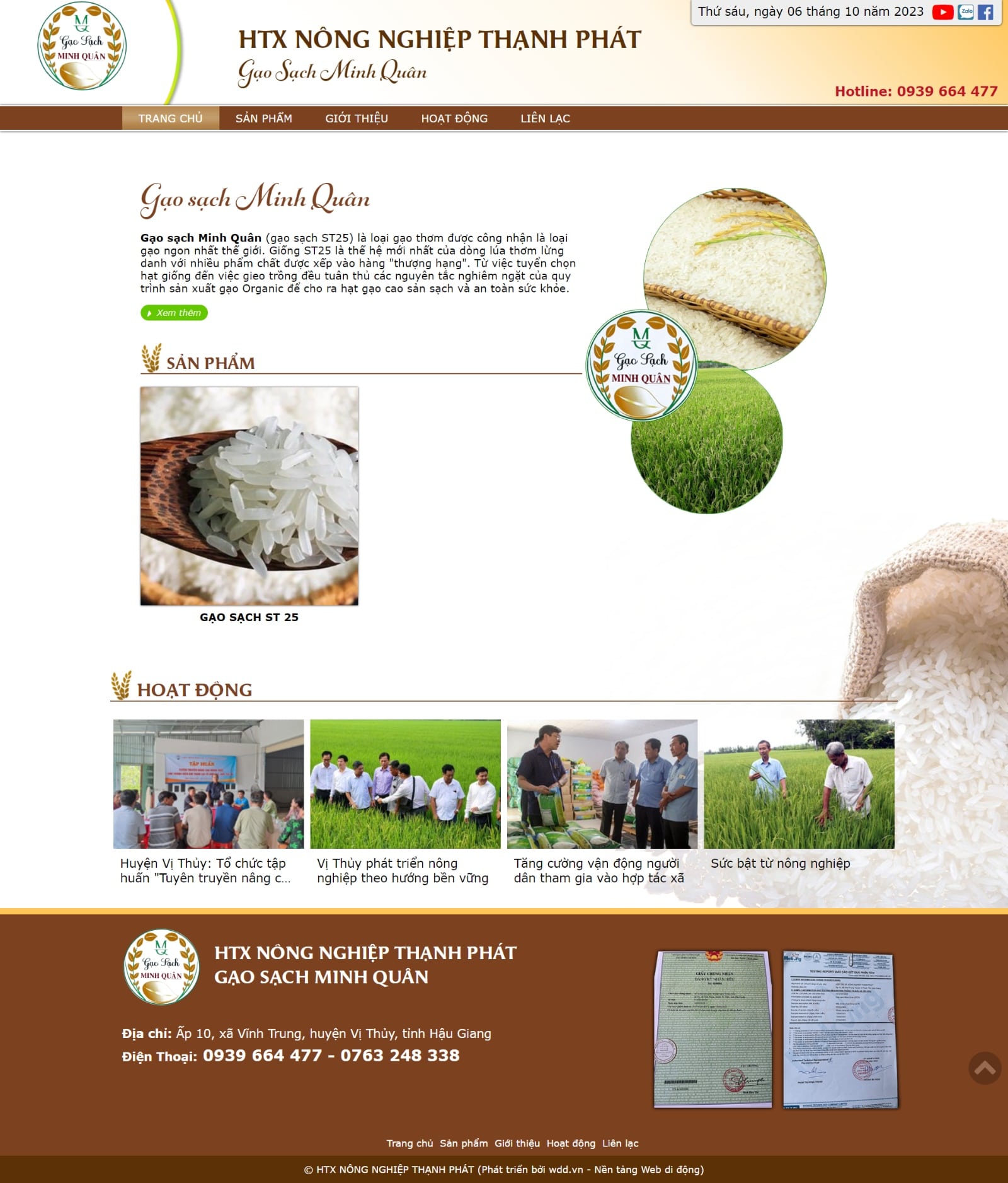 Thiết kế website gạo sạch Minh Quân