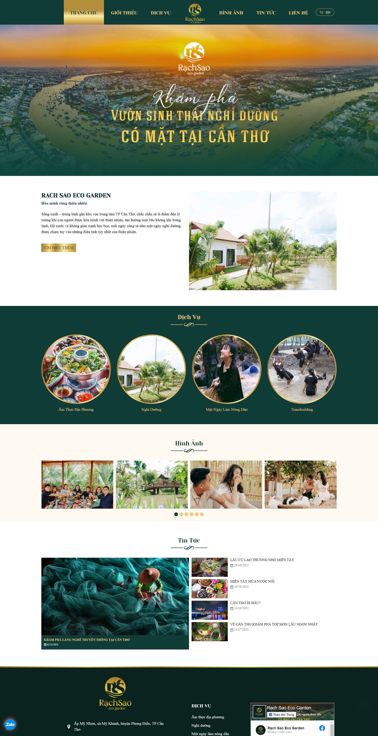 Thiết kế website khu nghỉ dưỡng sinh thái Rạch Sao