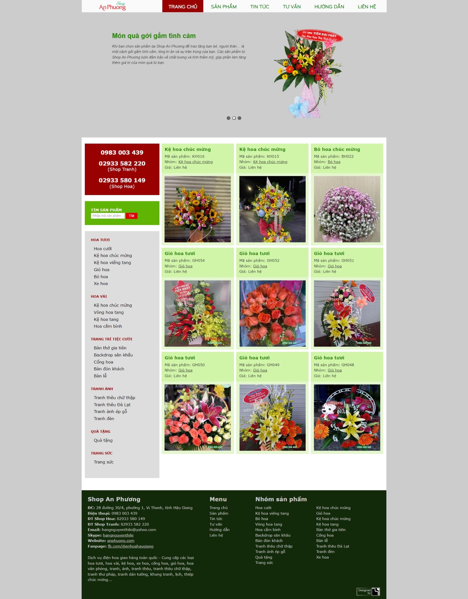 Thiết kế website Shop hoa An Phương