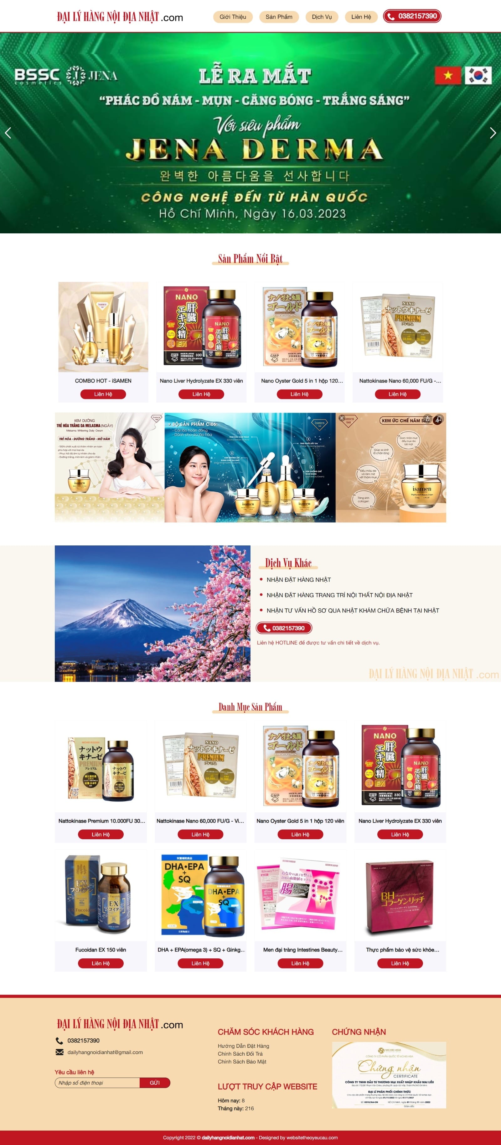 Thiết kế website giới thiệu Đại lý hàng nội địa Nhật