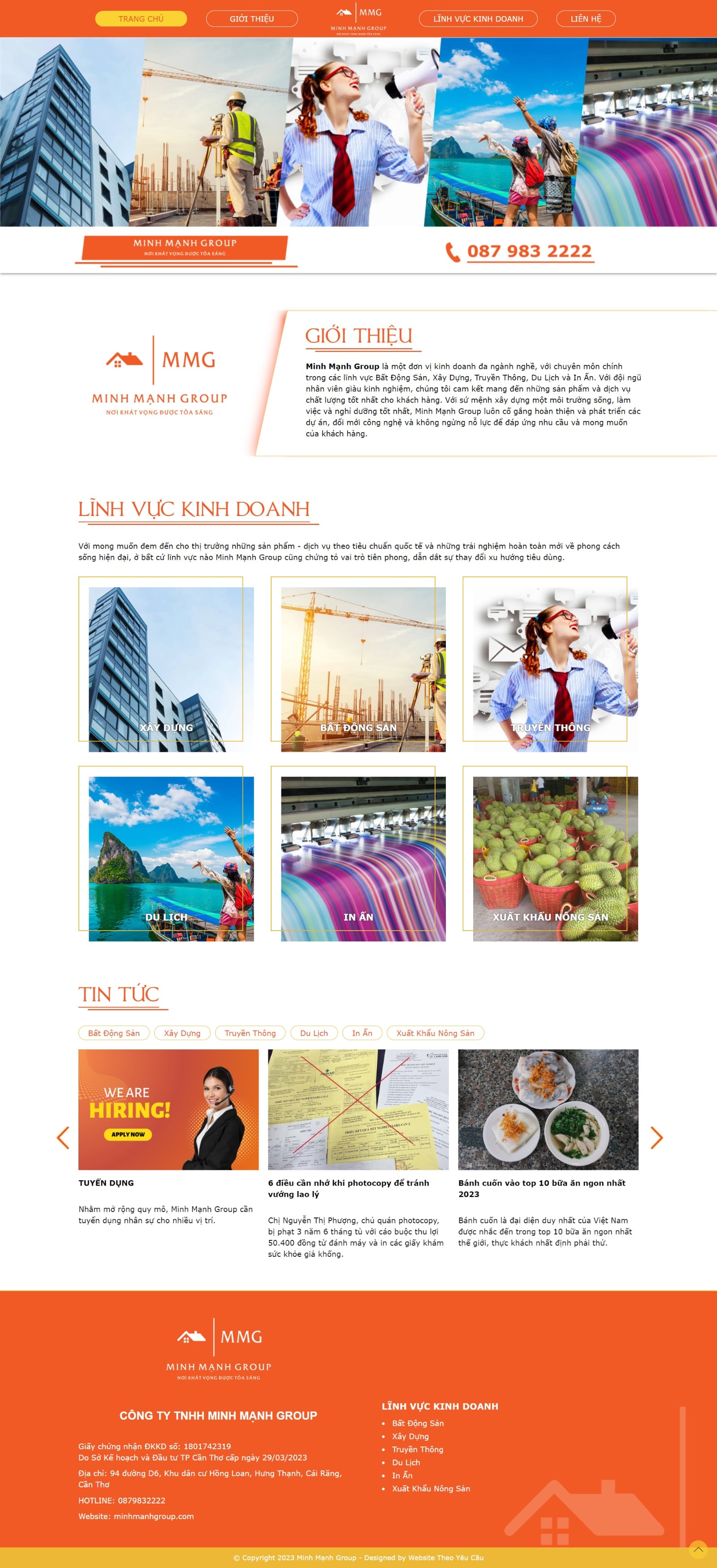 Thiết kế website công ty Minh Mạnh Group