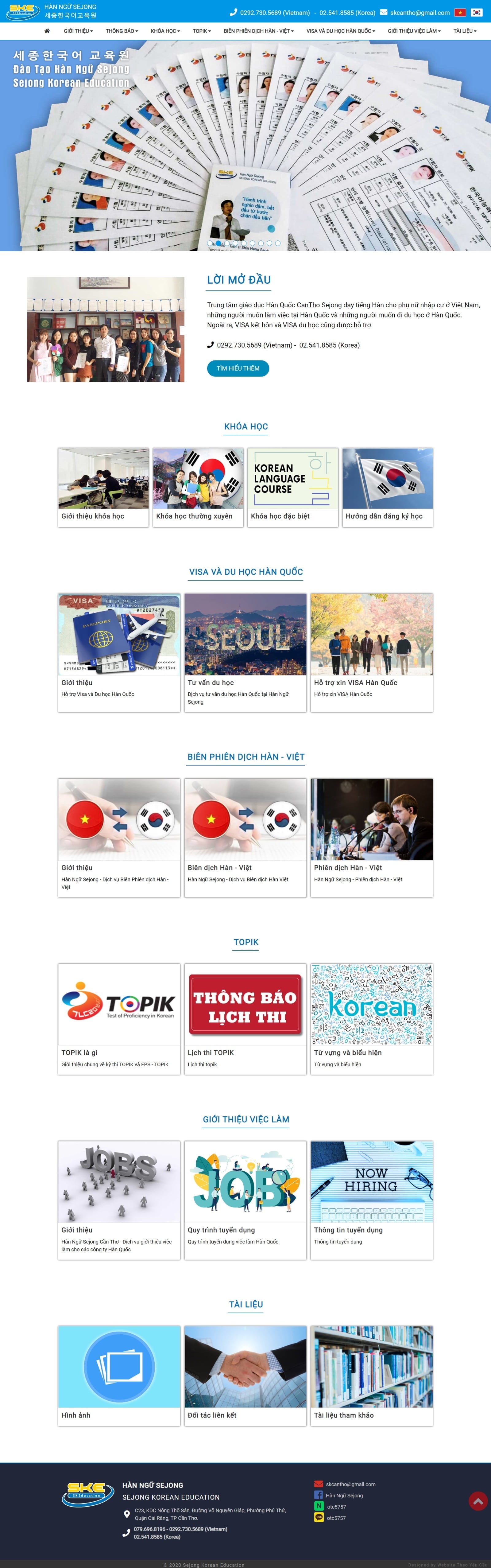 Thiết kế website trung tâm ngoại ngữ Sejong