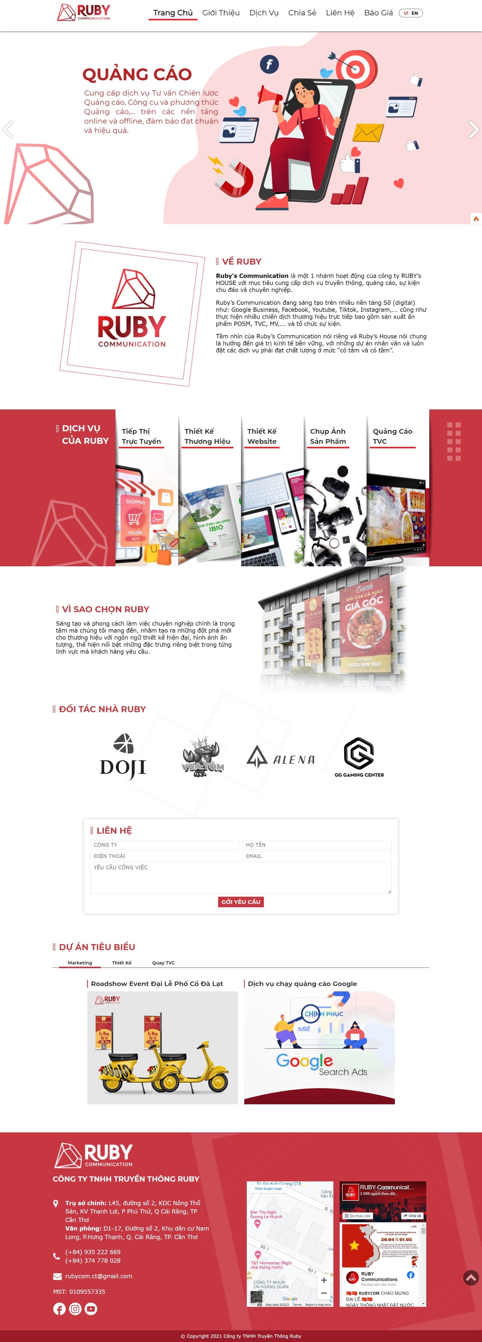 Thiết kế website công ty RUBY