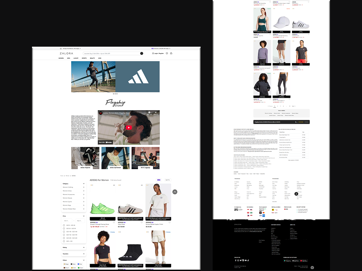 Giao diện Zalora - nơi dữ liệu giúp tối ưu từng chi tiết, nhưng vẫn giữ nét thời trang riêng khó trộn lẫn.