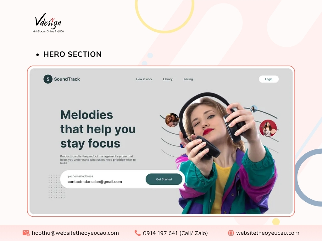 Hero Section có thể hiển thị ở dạng hình ảnh hoặc video.