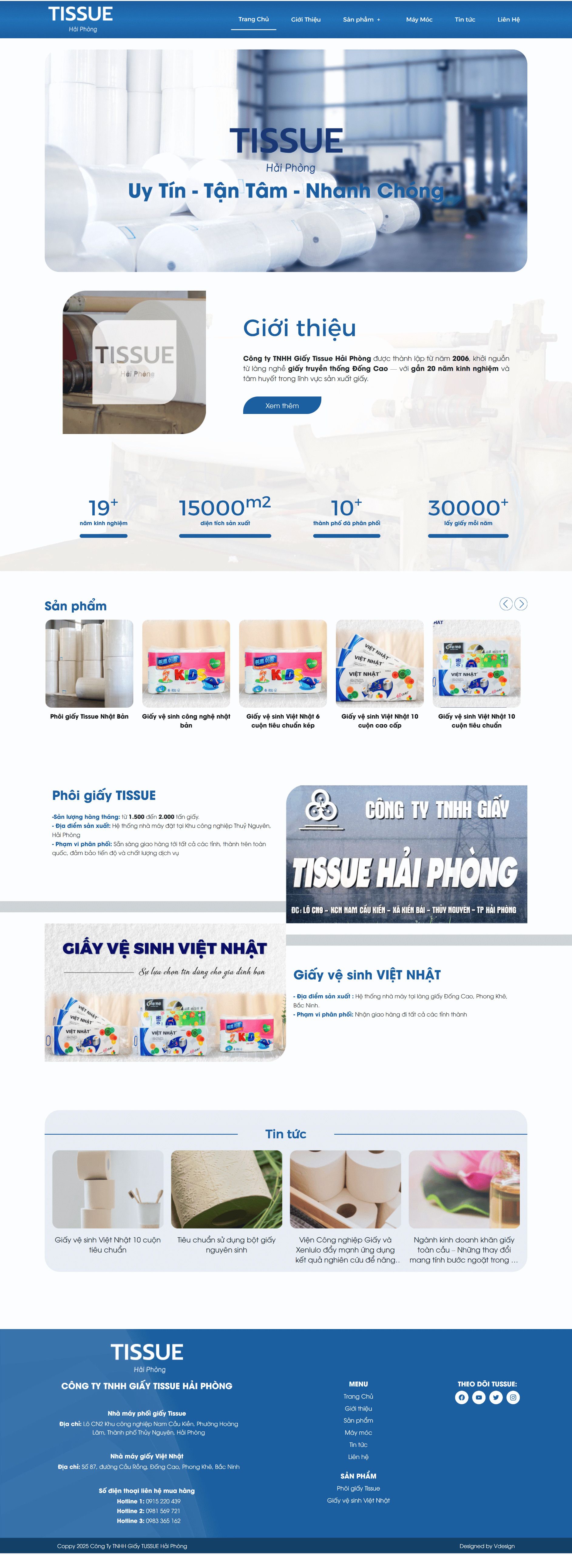 Thiết kế website doanh nghiệp Tissue Hải Phòng