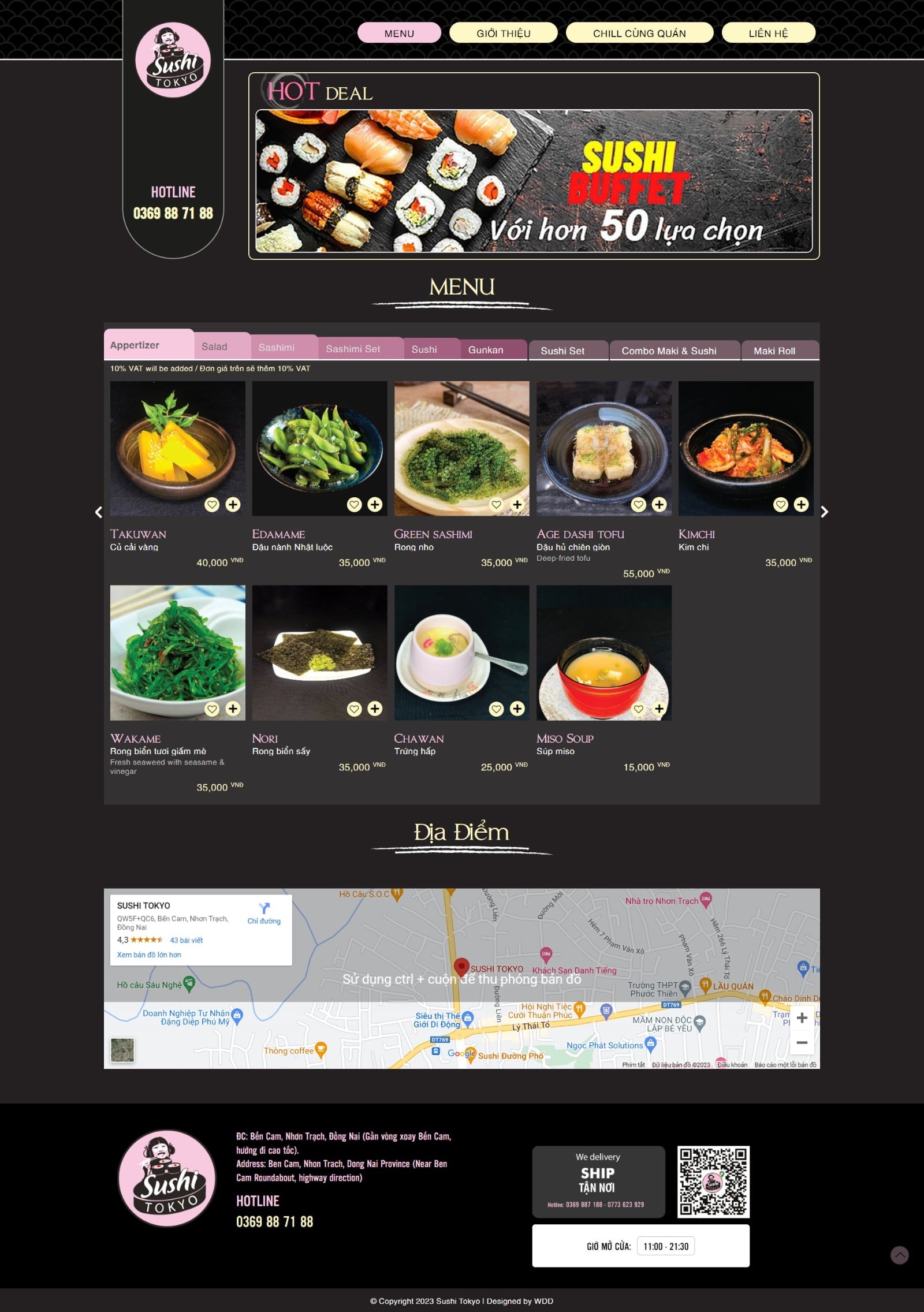 Thiết kế website nhà hàng Sushi Tokyo