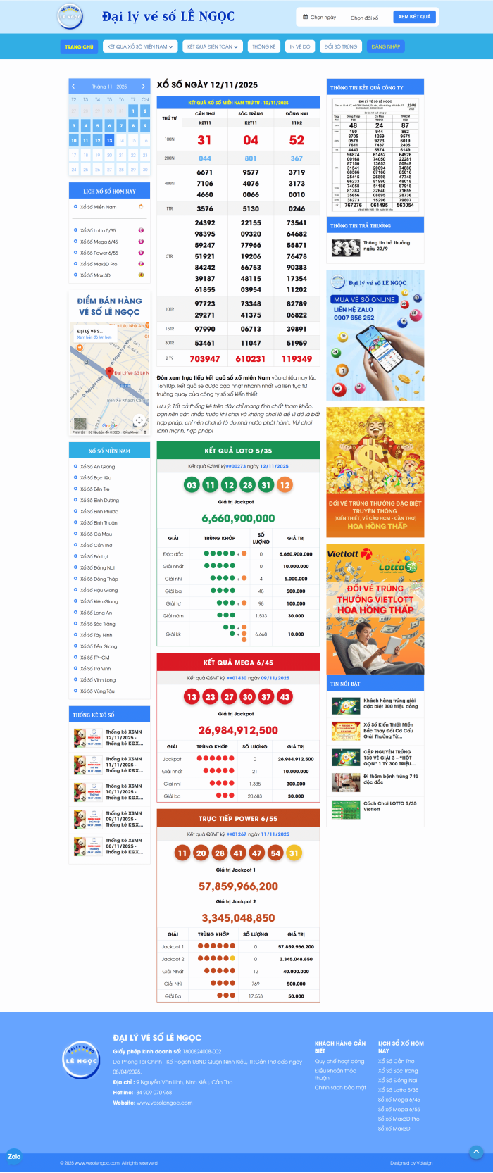 Thiết kế website Đại lý vé số Lê Ngọc