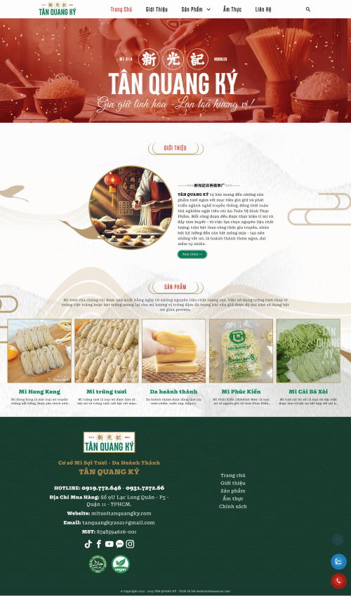 Thiết kế website bán hàng Mì tươi Tân Quang Ký