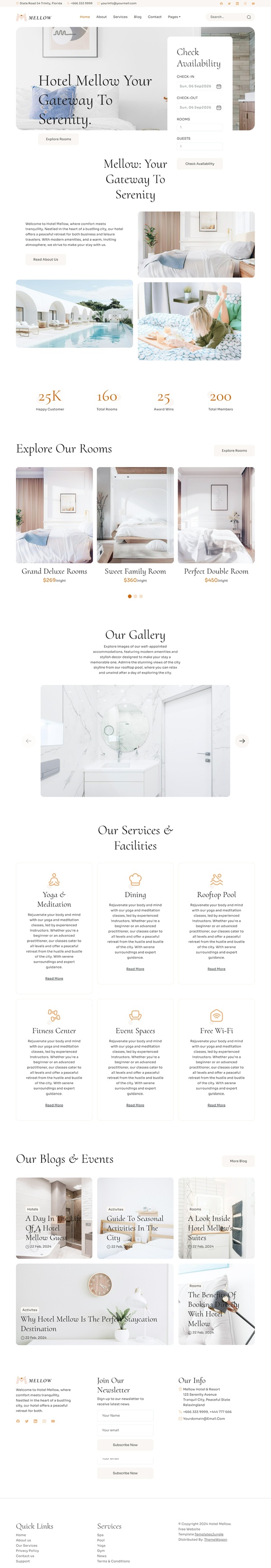 Mẫu Website Khách Sạn Mellow