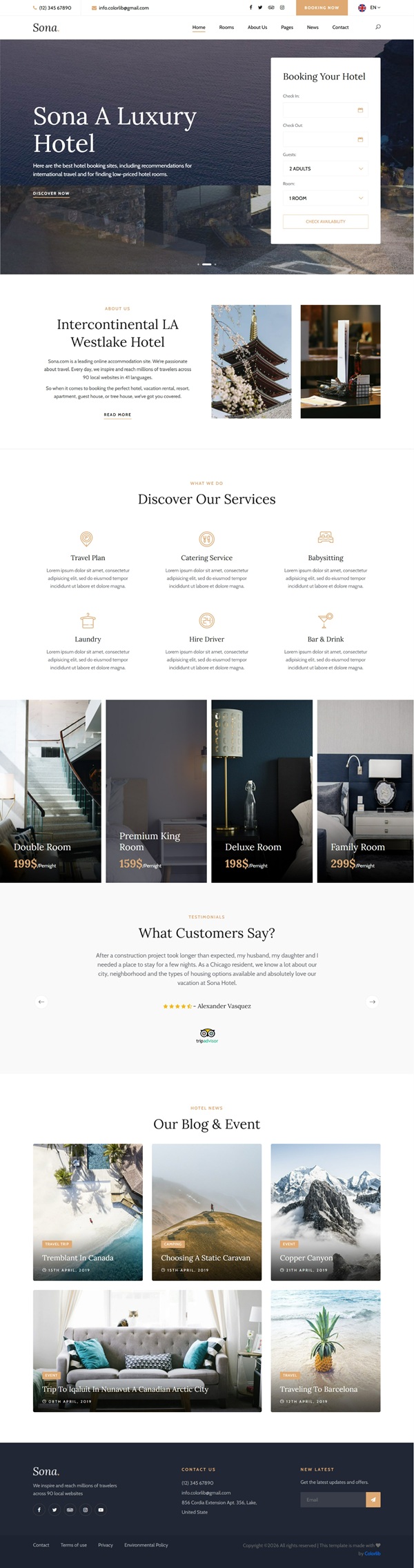 Mẫu Website Khách Sạn Sona