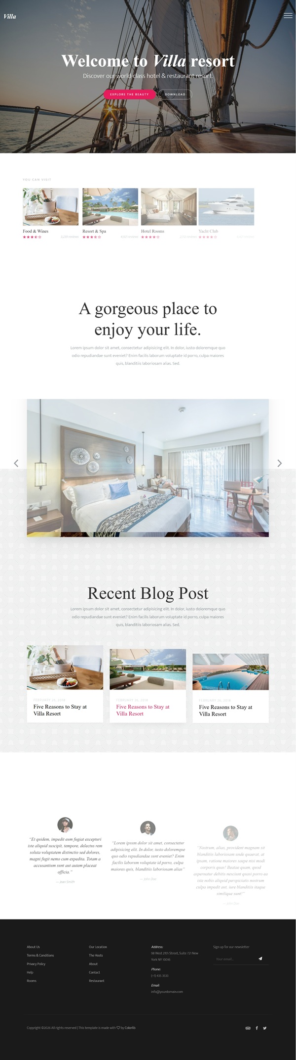 Mẫu Website Biệt Thự Villa Resort