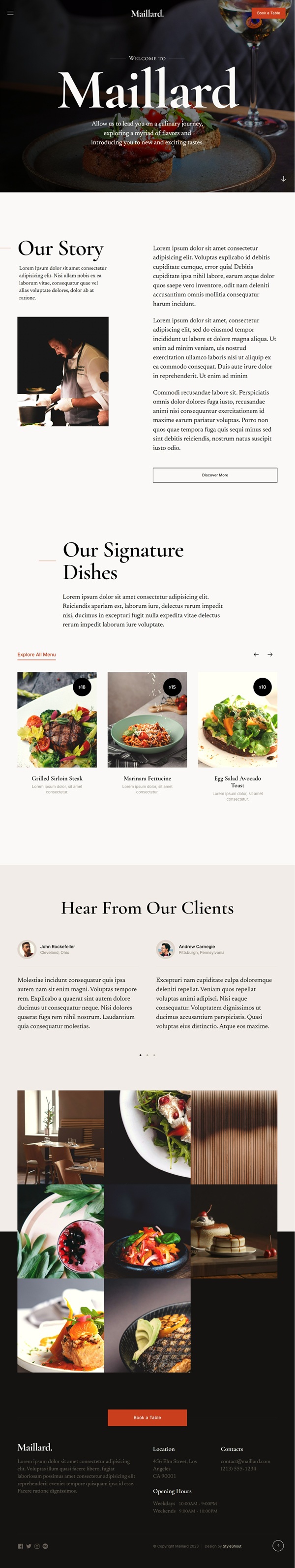 Mẫu Website Nhà Hàng Maillard