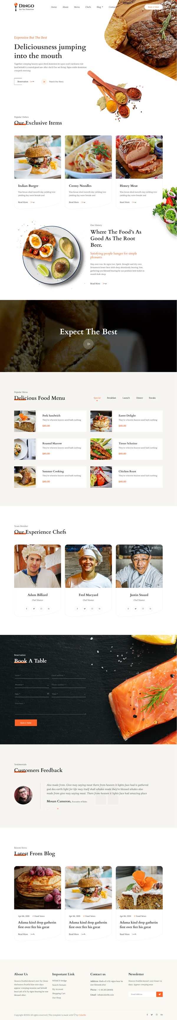 Mẫu Website Nhà Hàng Dingo