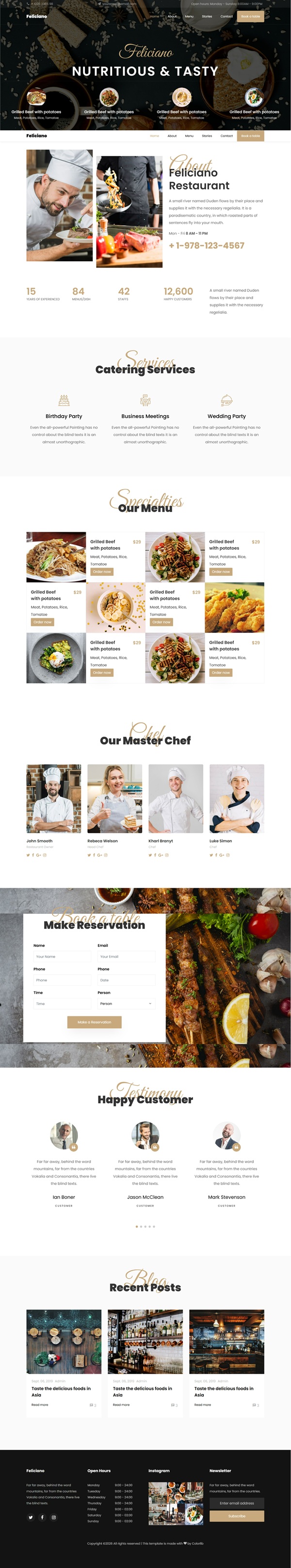 Mẫu Website Nhà Hàng Cao Cấp Feliciano