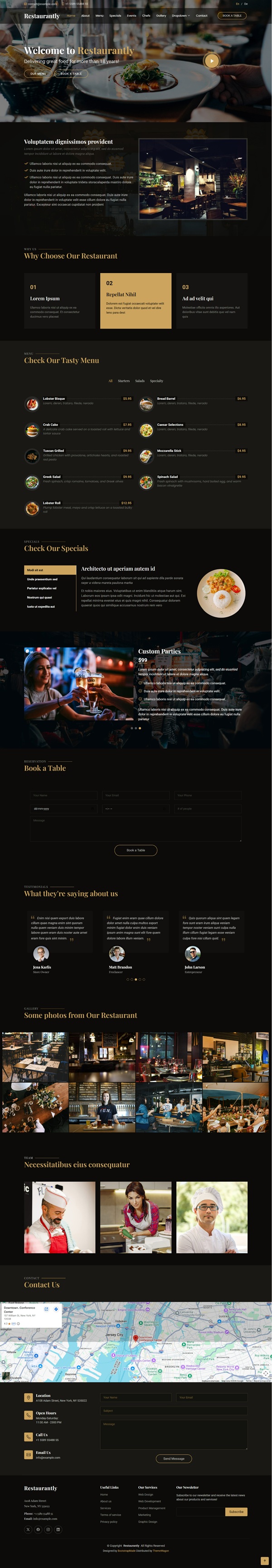 Mẫu Website Nhà Hàng Sang Trọng Restaurantly