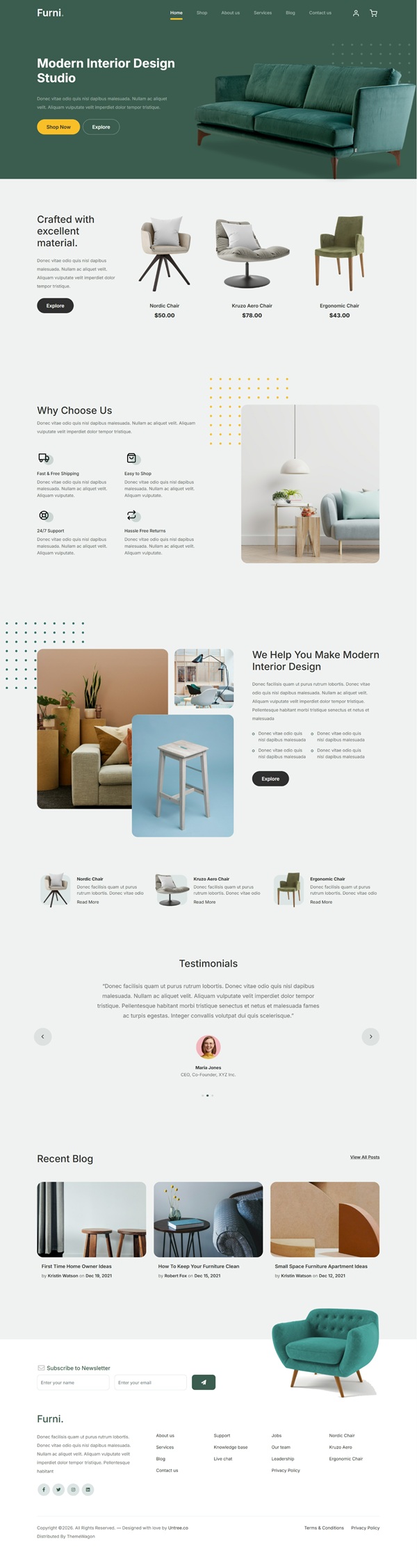 Mẫu Website Nội Thất Furni
