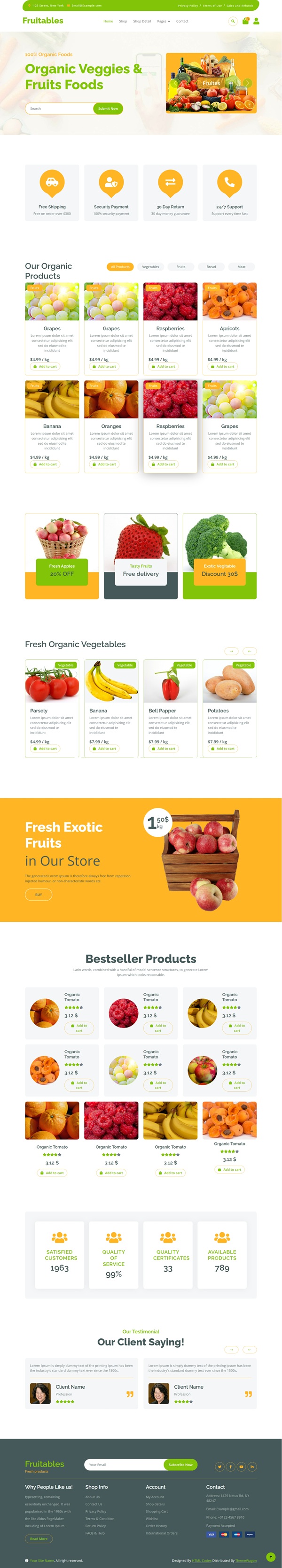 Mẫu Website Trái Cây Sạch Fruitables