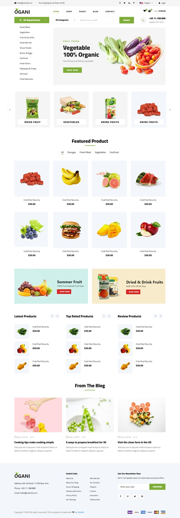 Mẫu Website Nông Sản Organic Ogani
