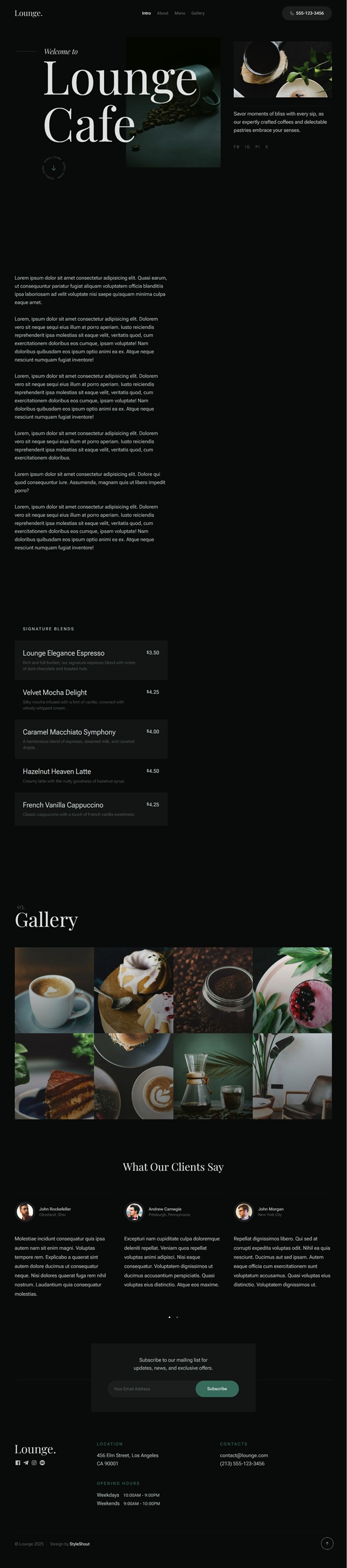 Mẫu Website Quán Café Lounge