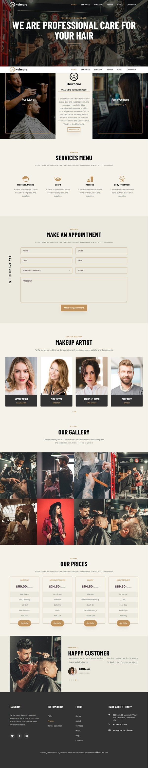 Mẫu Website Salon Tóc Haircare