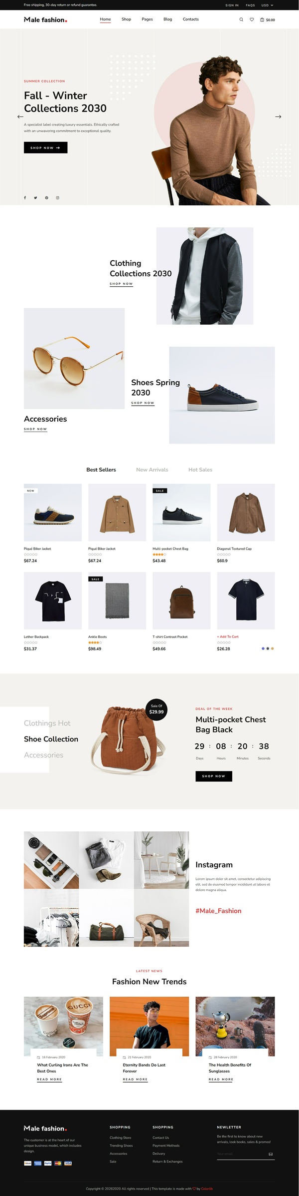 Mẫu Website Thời Trang Nam Malefashion