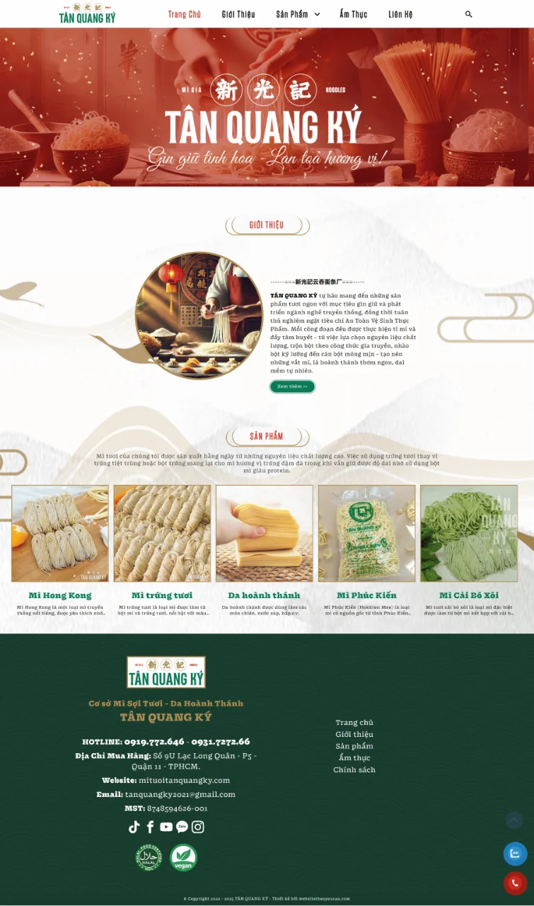 Thiết kế website bán hàng Mì tươi Tân Quang Ký