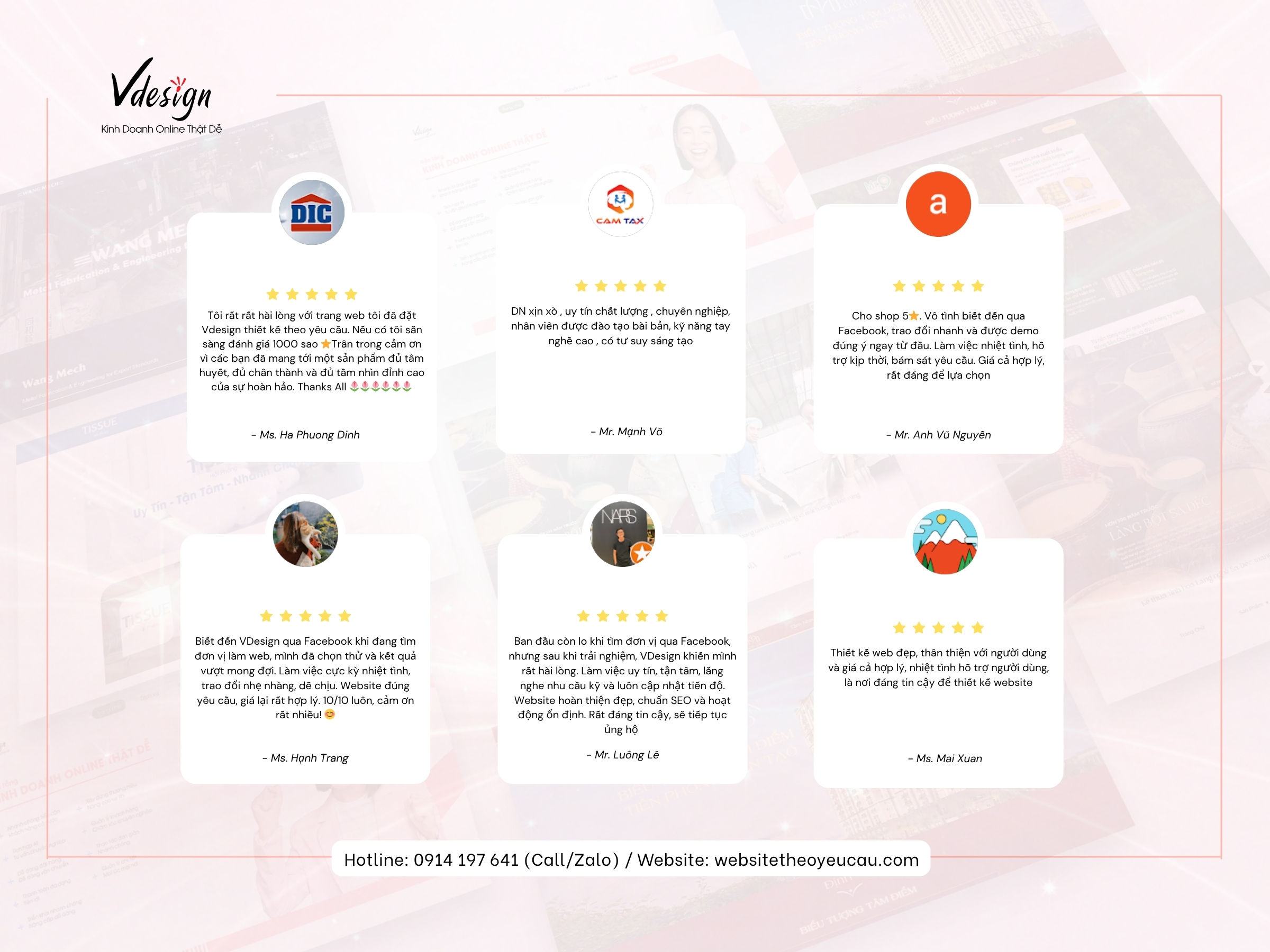 Tổng hợp một vài feedback khách hàng hài lòng về dịch vụ thiết kế website chuyên nghiệp của VDesign