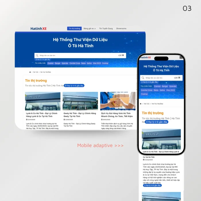 Dự Án Website Hệ Thống Dữ liệu Ô Tô Hà Tĩnh