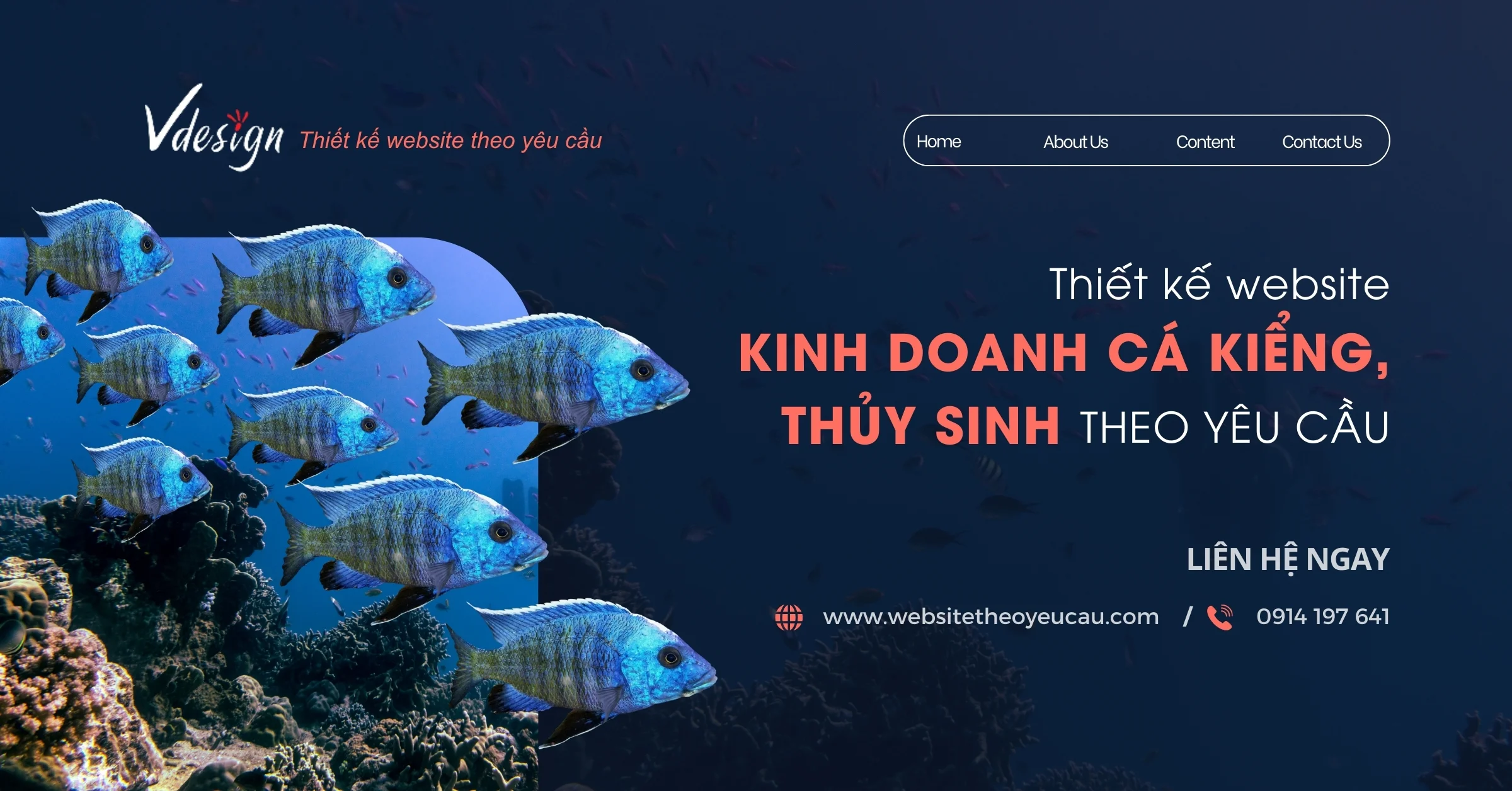 Thiết kế website kinh doanh cá kiểng, thủy sinh Theo Yêu Cầu