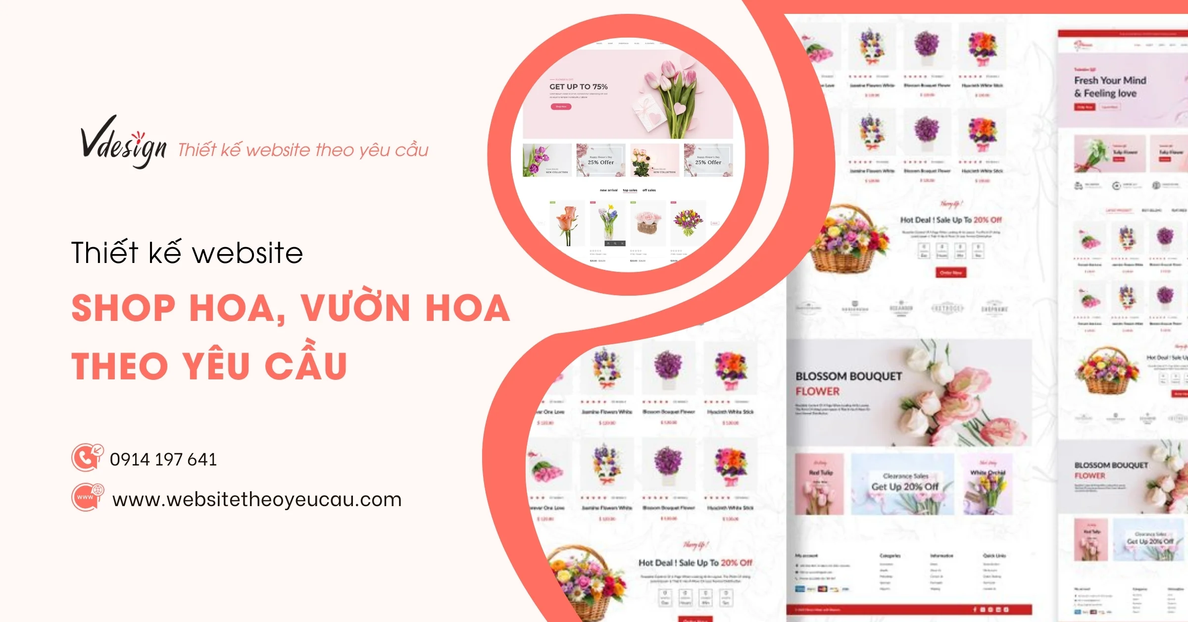 Thiết kế website shop hoa, vườn hoa theo yêu cầu